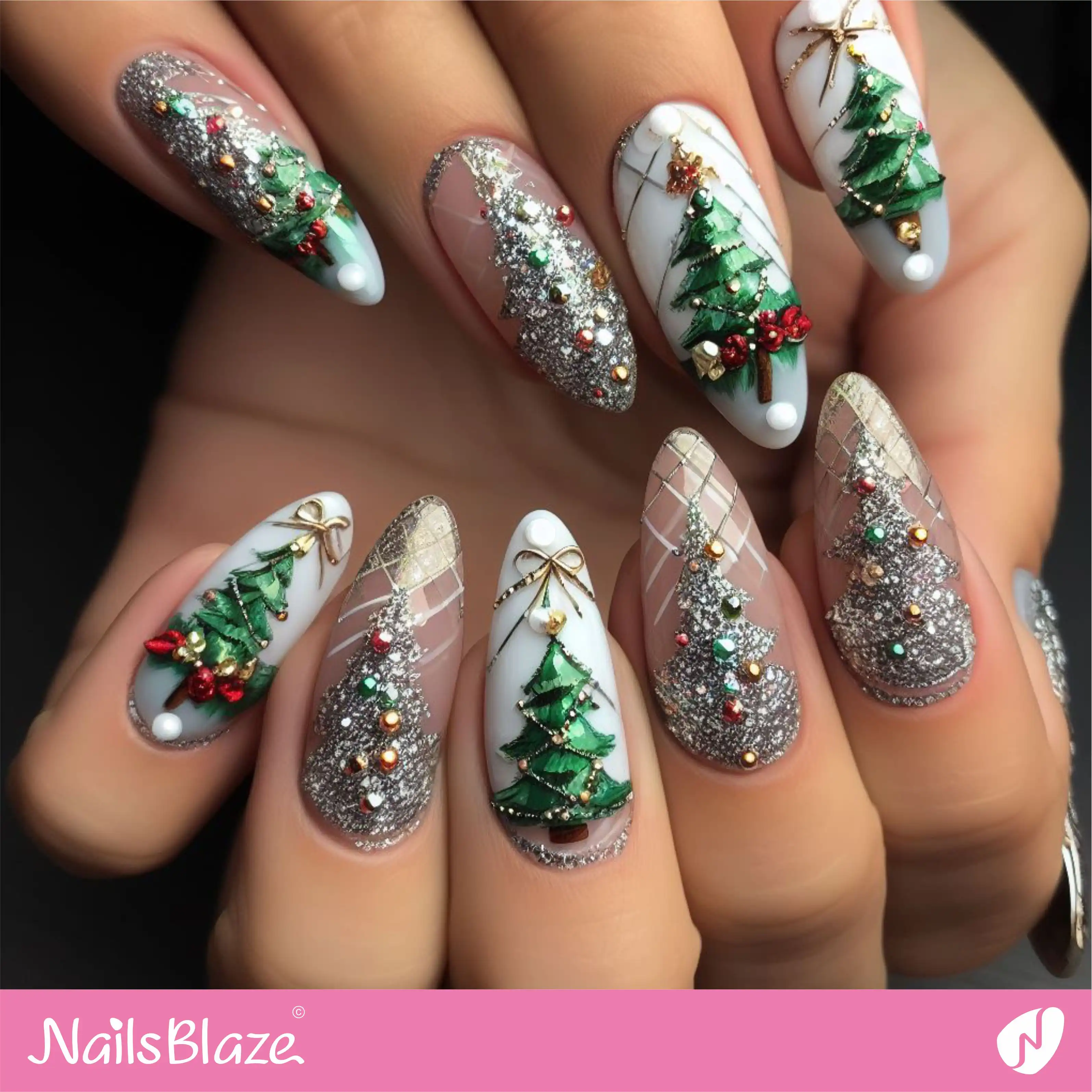Christmas Tree Nail Design | Christmas | Winter - NB1227